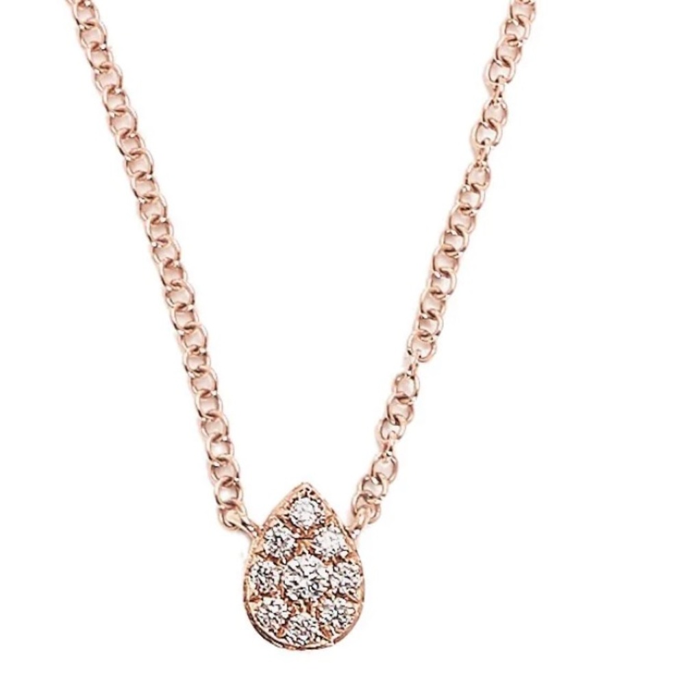 14K ROSE GOLD PEAR DIAMON NECKLACE .09ct
